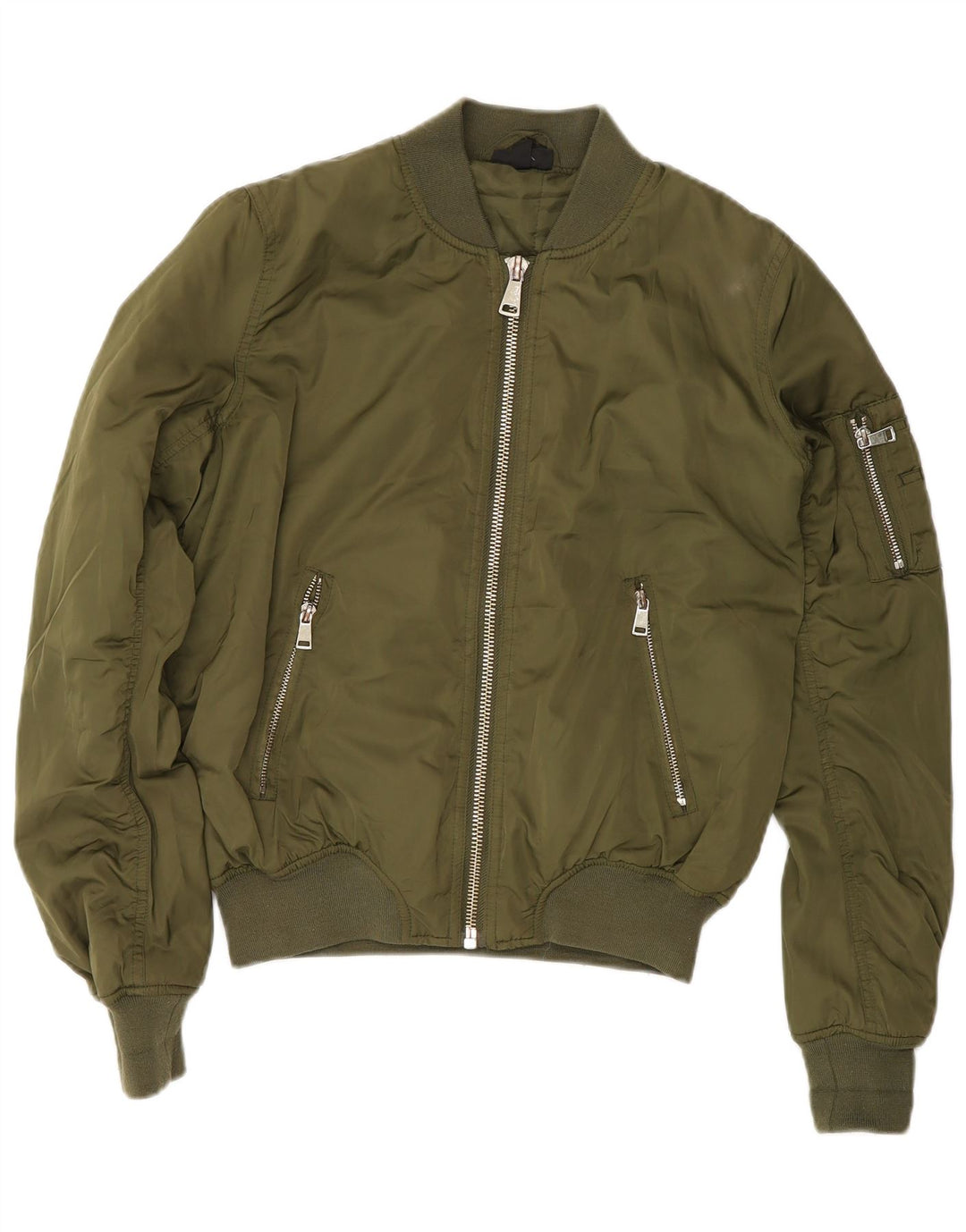Geacă bomber căptușită Topshop pentru femei UK 8, poliester verde mic
