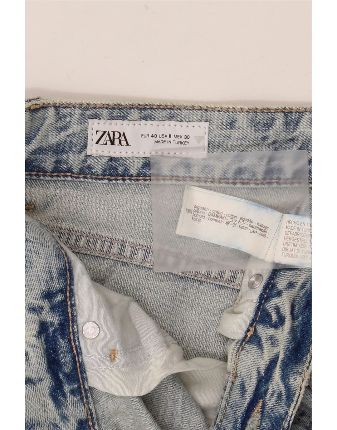 Blugi Drepți Femei ZARA EU 40 Mediu L30 L28 Bumbac Albastru