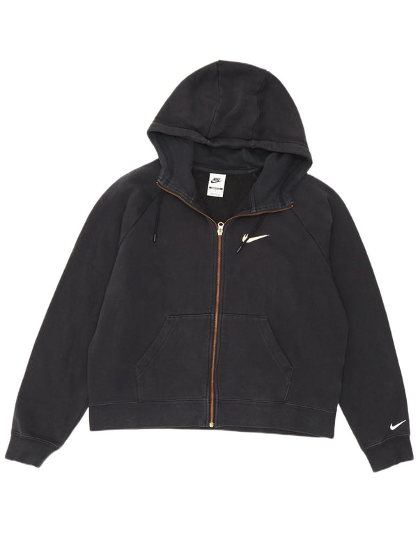 Pulover Nike Graphic Loose Fit, cu capotă, cu fermoar, UK 14, bumbac mediu negru