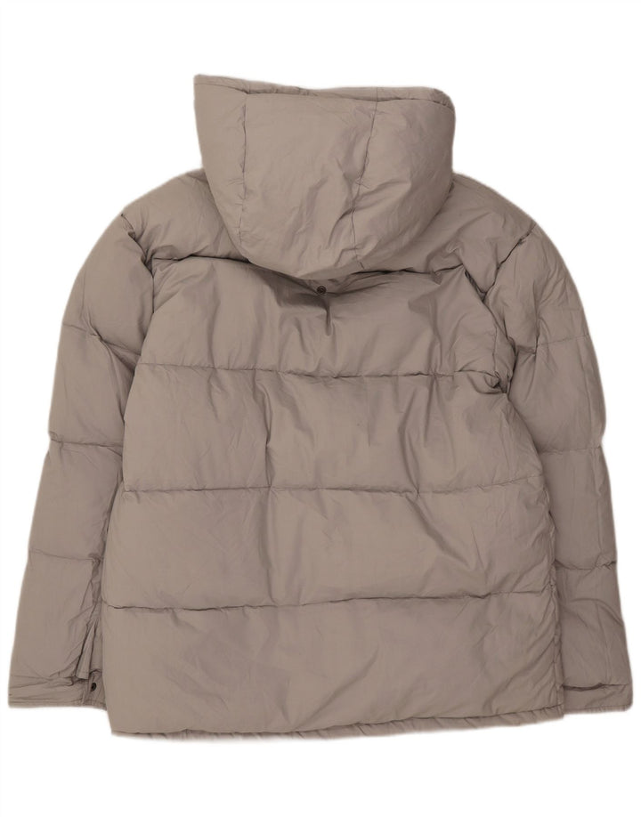 Jachetă căptușită reversibilă cu glugă pentru bărbați vintage UK 38 bumbac gri mediu
