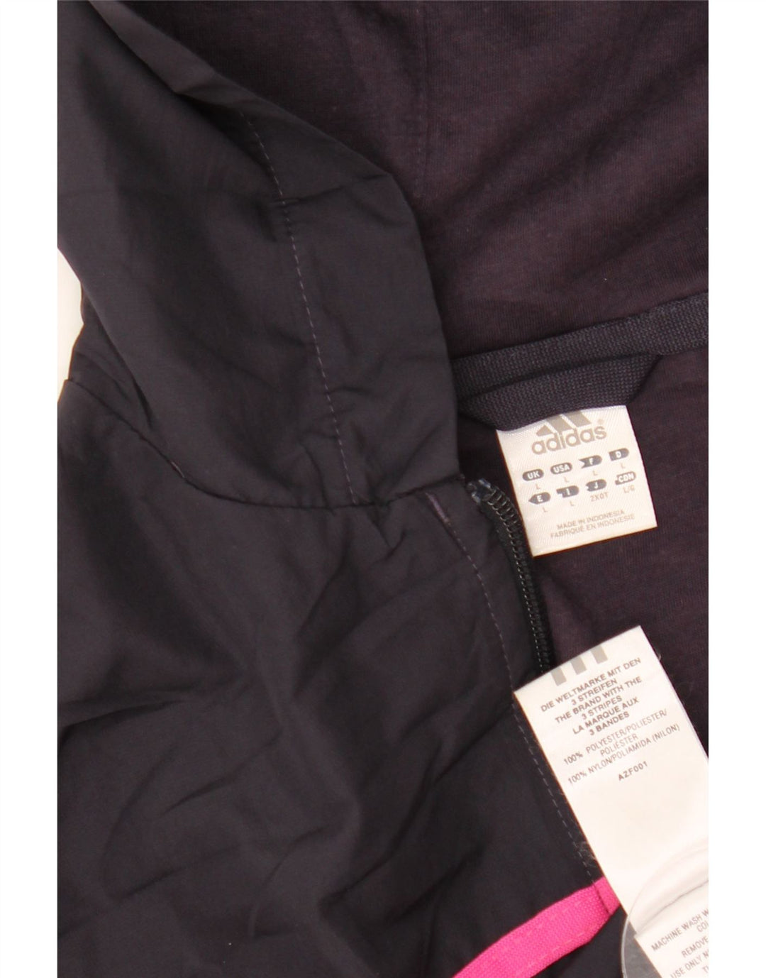 Jachetă de top pentru trening cu glugă Adidas pentru femei UK 16 Poliester negru mare