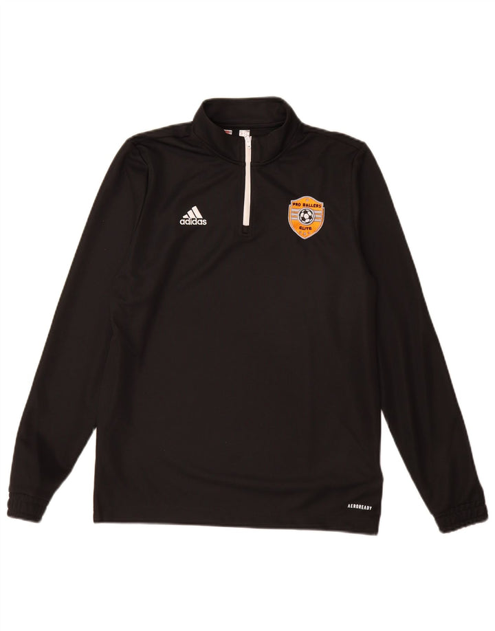 Adidas Boys Aeroready Zip Neck Pullover Trening Top 13-14 Ani Negru