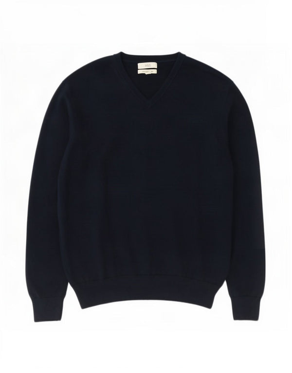 Marks & Spencer Mens V-Neck Jumper Sweater XL Navy Blue Cotton