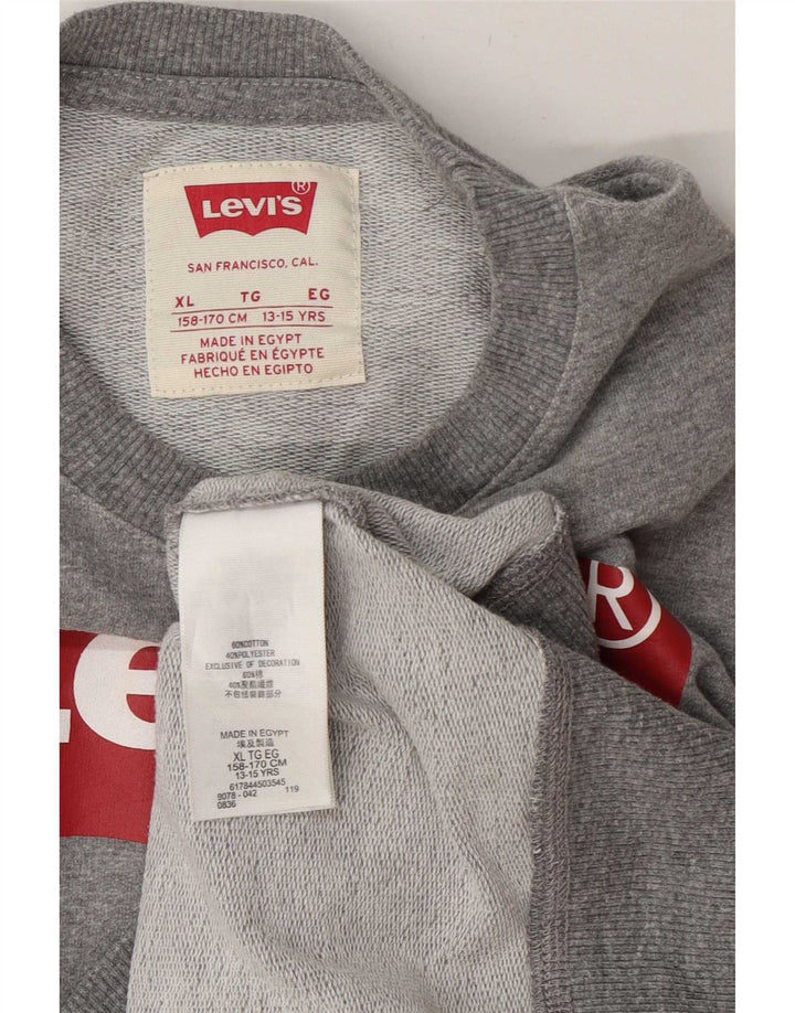 Pulover cu grafică Levi's pentru băieți 13-14 ani XL bumbac gri