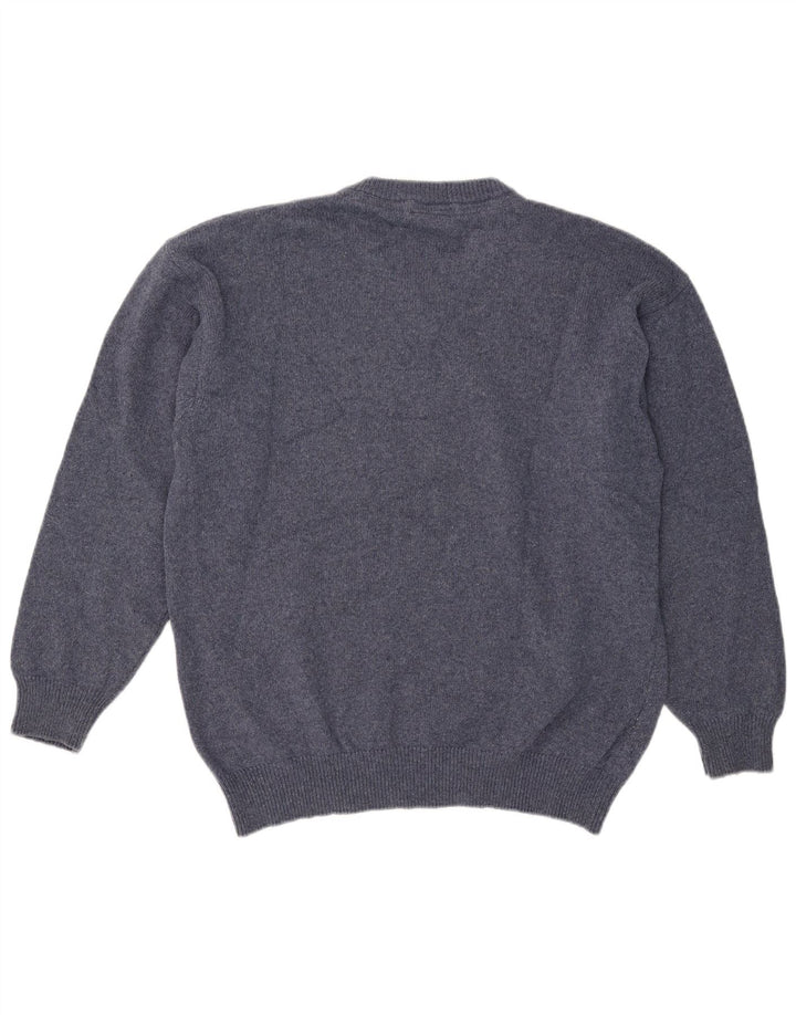 Murphy & Nye Pulover cu decolteu în V pentru bărbați, lână mare, albastră