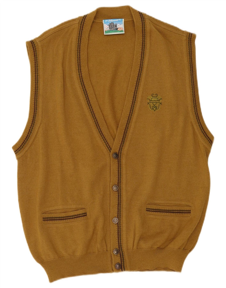 Cardigan Vintage fără mâneci pentru bărbați, lână medie kaki