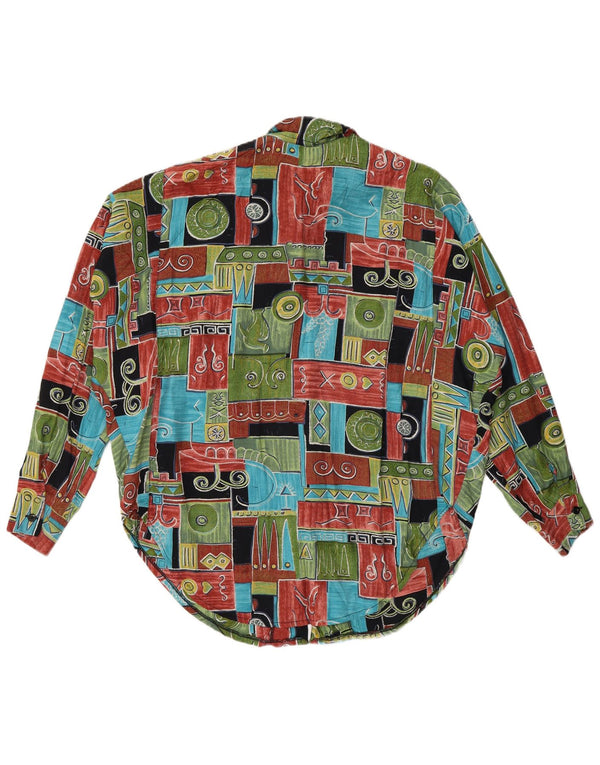 Bluză de cămașă vintage pentru femei UK 20 2XL, multicoloră, patchwork