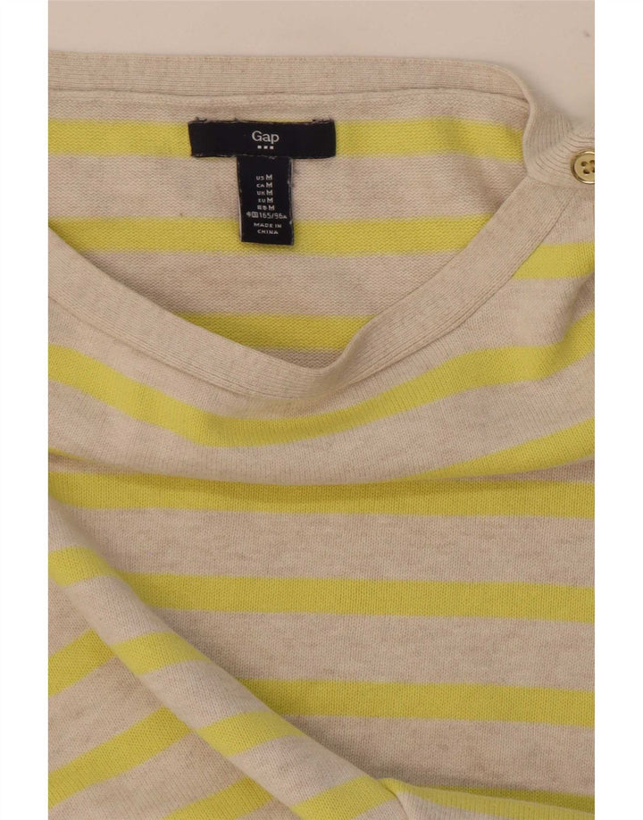 Bluză pentru femei Gap cu mâneci 3/4 UK 12 Medium Bej cu dungi