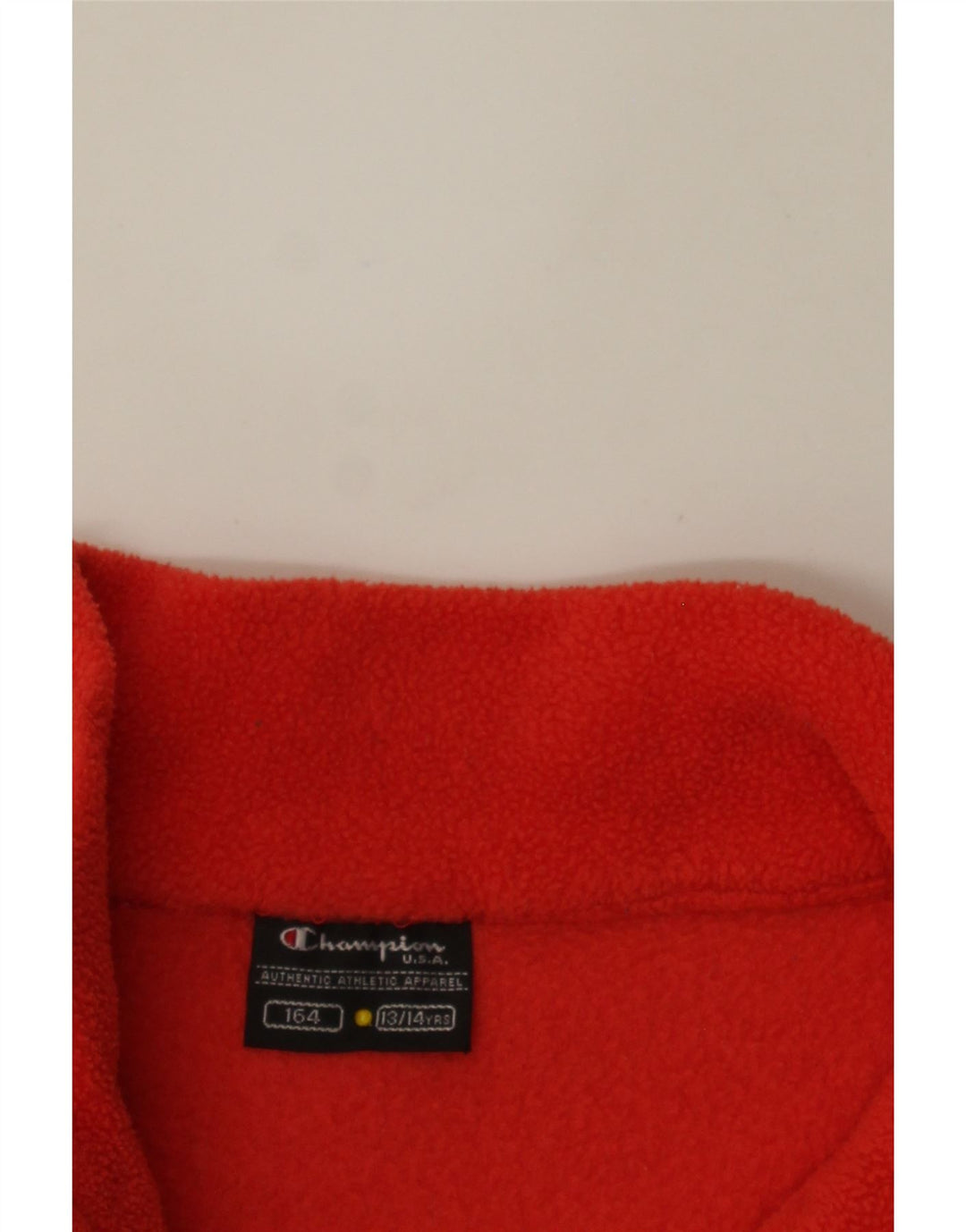 CHAMPION Boys Graphic Zip Neck Fleece Jumper 13-14 Years Red Polyester Vintage Champion and Second-Hand Champion from Messina Hembry 