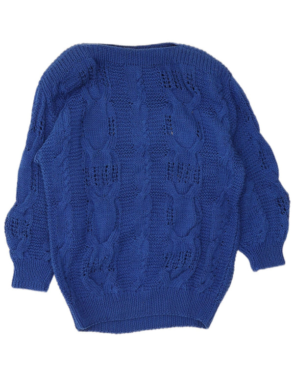 Pulover vintage pentru femei cu gât de barcă UK 16 Large Blue