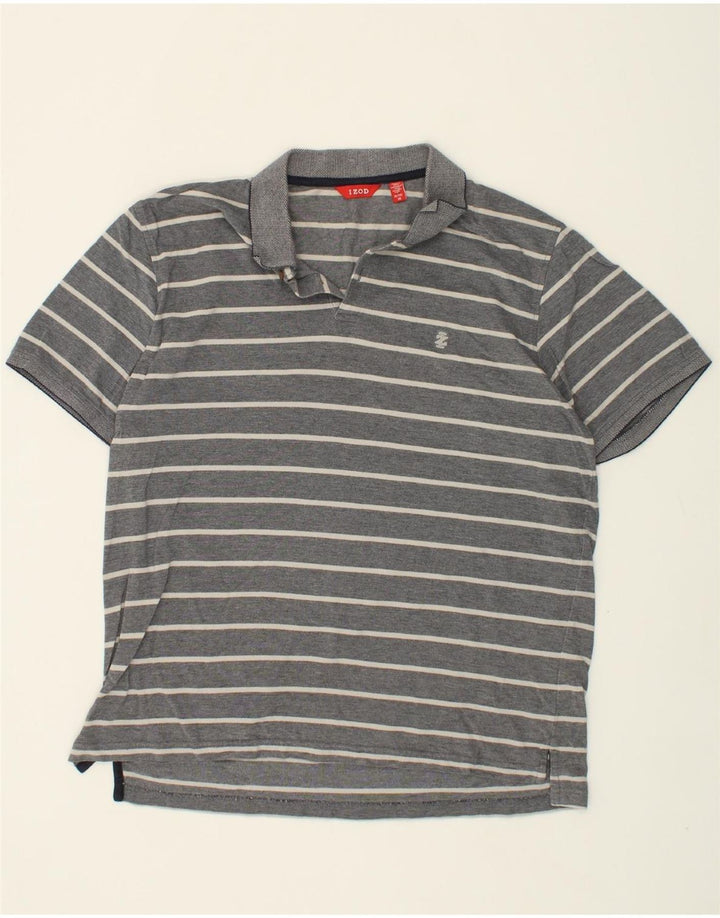 IZOD Mens Polo Shirt XL Grey Striped Cotton Vintage Izod and Second-Hand Izod from Messina Hembry 