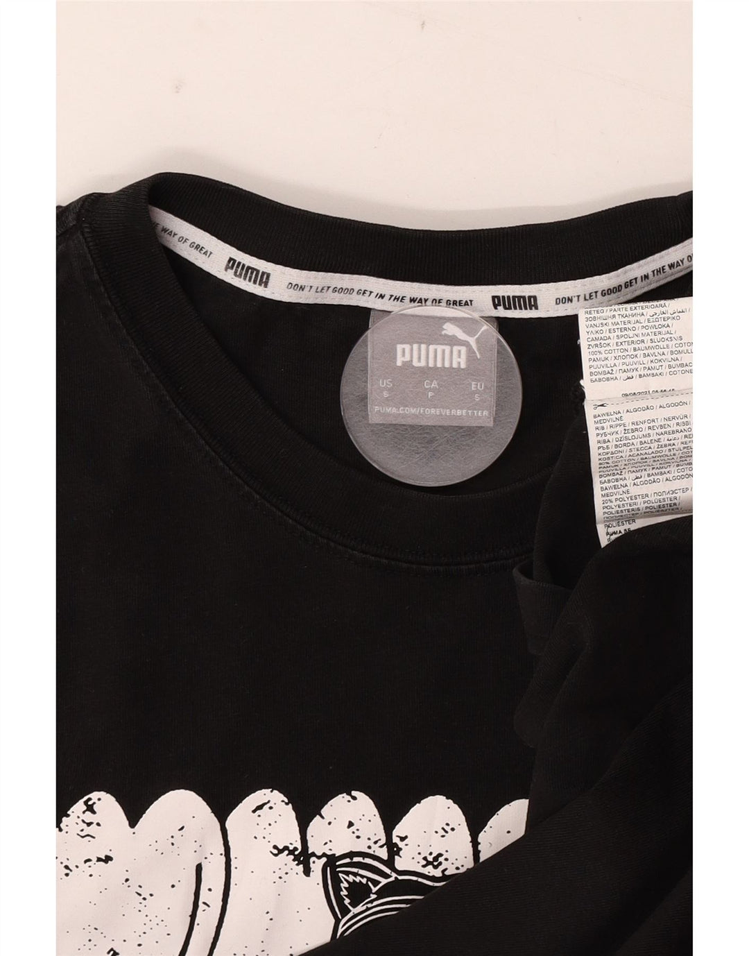 Tricou grafic Puma pentru bărbați Top mic bumbac negru