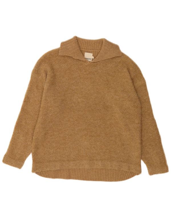 Indi & Cold Pulover pentru femei cu gât polo supradimensionat UK16 Lână mare bej