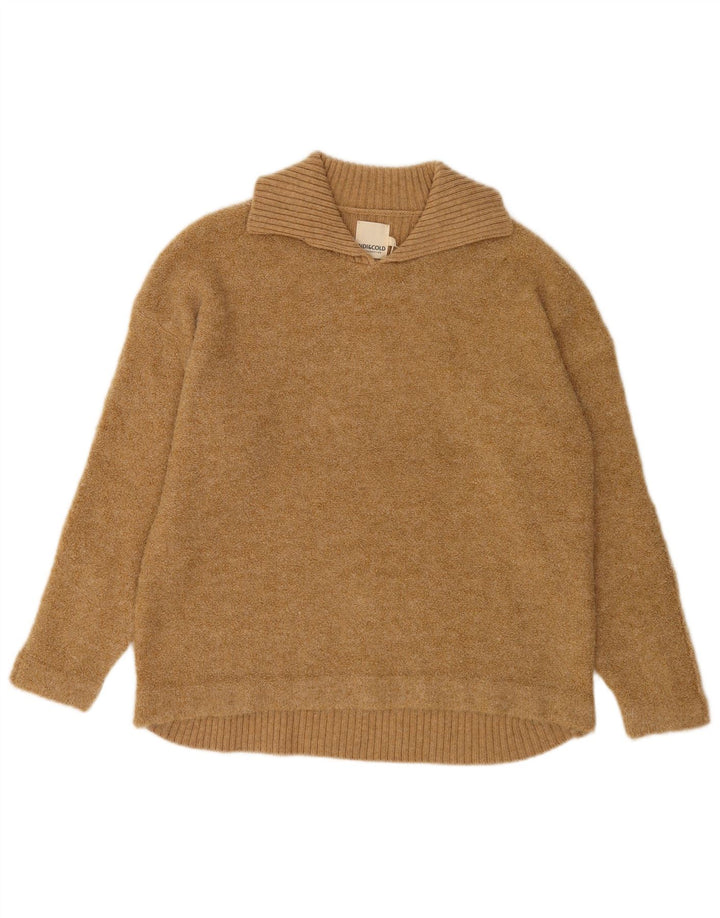 Indi & Cold Pulover pentru femei cu gât polo supradimensionat UK16 Lână mare bej