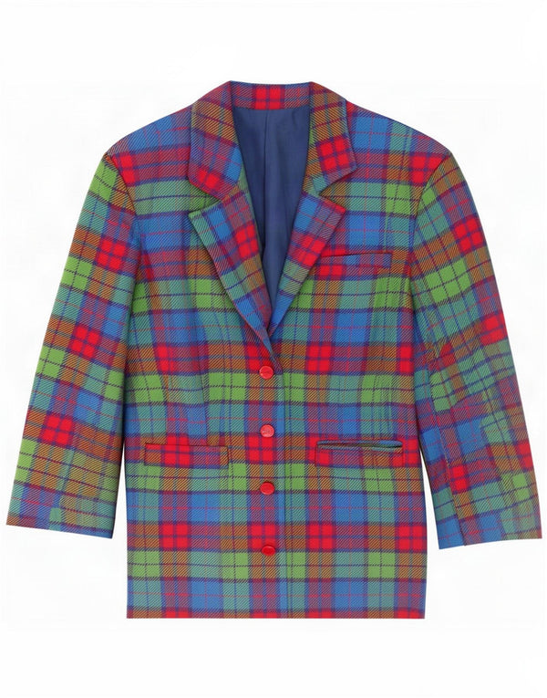 Vintage Womens 4 Button Blazer Jacket UK 12 Medium Multicolored Plaid