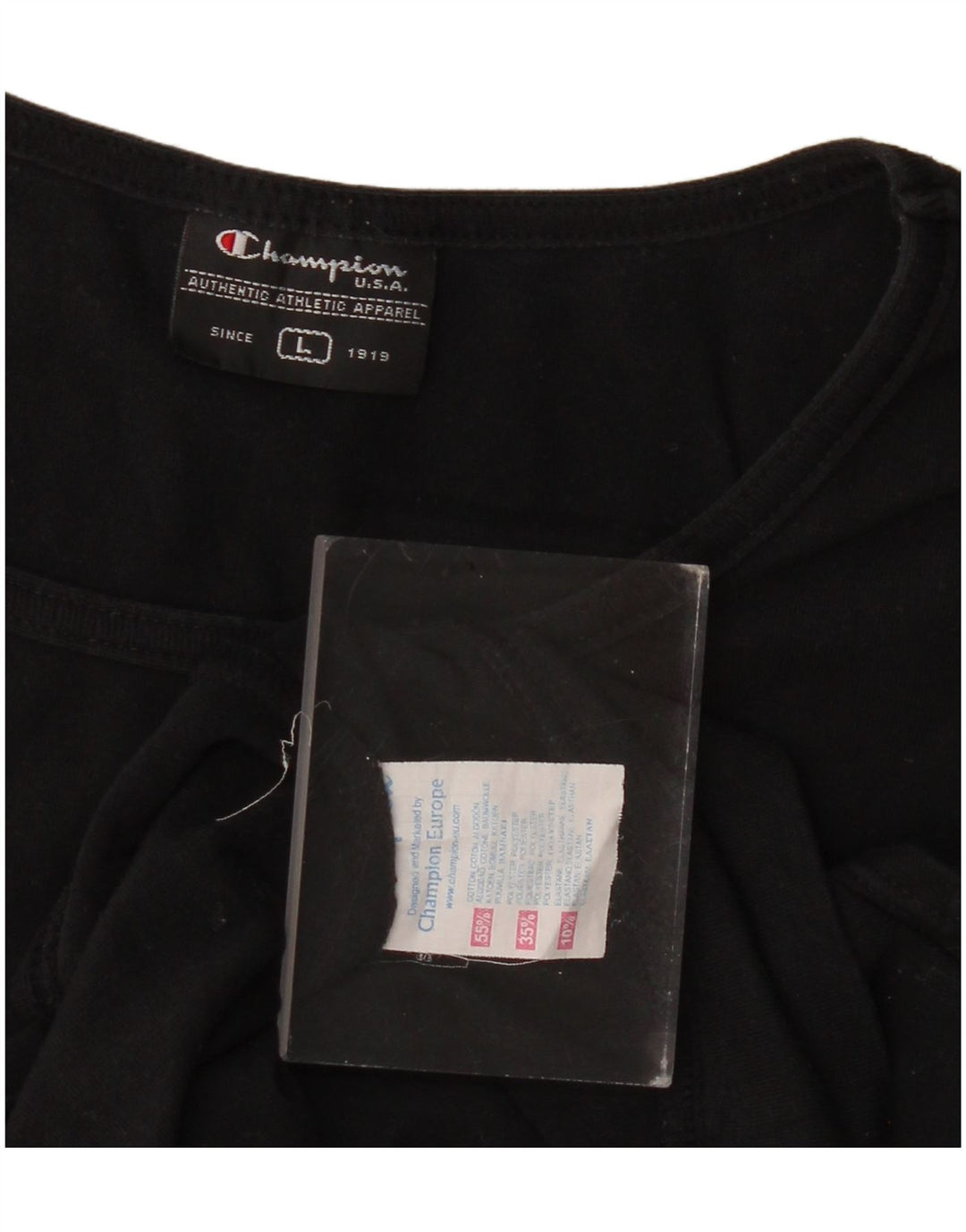 Tricou slim pentru femei Champion UK 16, bumbac negru mare