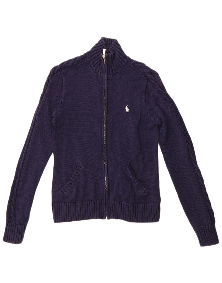 Pulover cardigan pentru femei RALPH LAUREN UK 12 mediu, bleumarin, bumbac