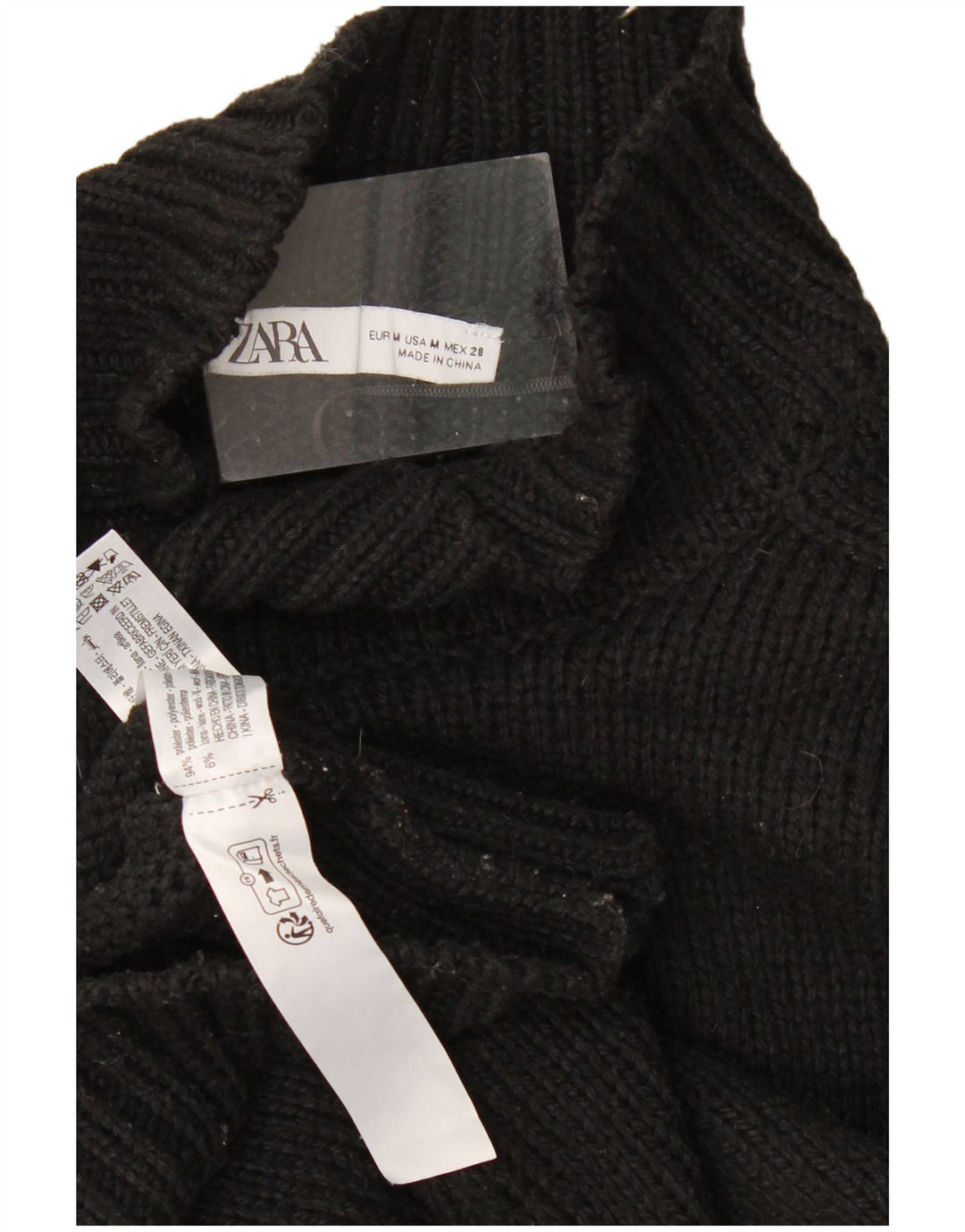 Pulover cu gât țestoasă supradimensionat pentru femei Zara UK 14 Medium Negru