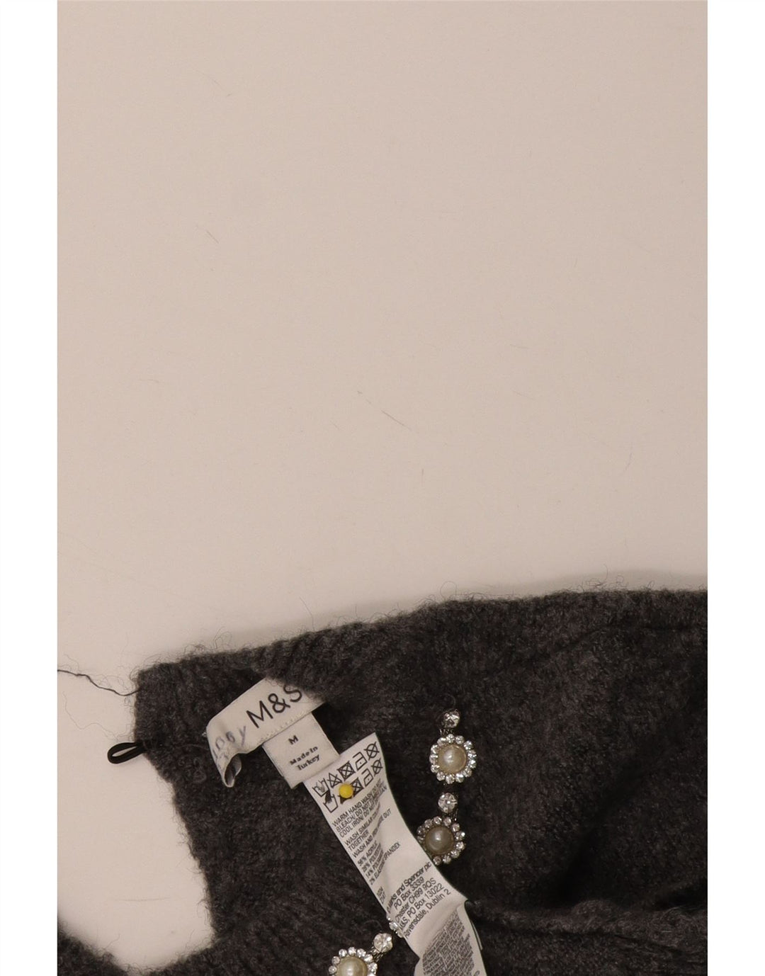 Pulover pentru femei Marks & Spencer cu gât de barcă UK 14 Medium Gri Acrilic