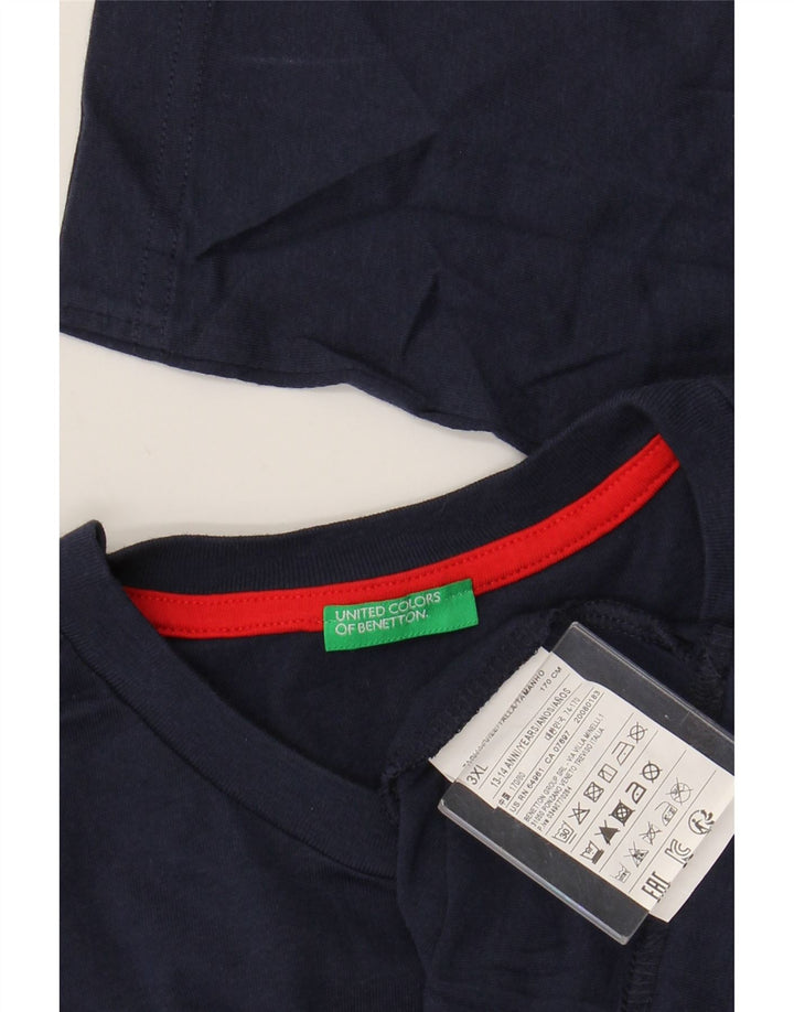 BENETTON Top grafic pentru băieți cu mânecă lungă 13-14 ani 3XL bumbac bleumarin