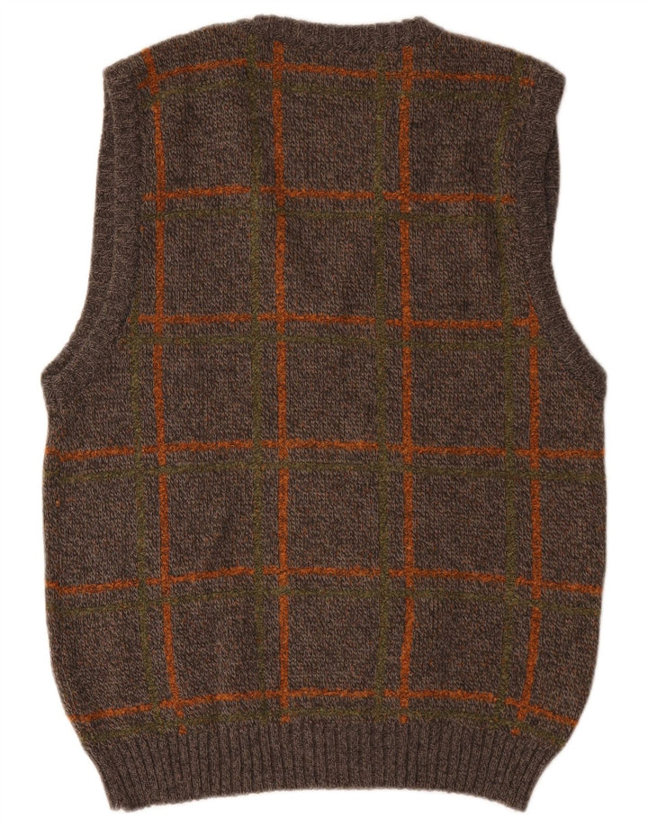 Wegner Mens Vest Tank Top IT 48 Medium Brown Check Poliacrilic