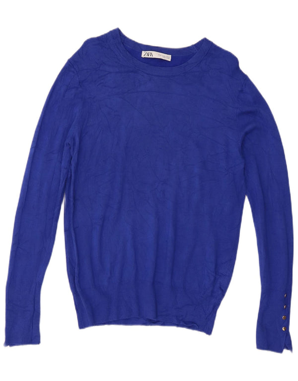 Pulover pentru femei Zara cu gât de barcă UK 18 XL Albastru