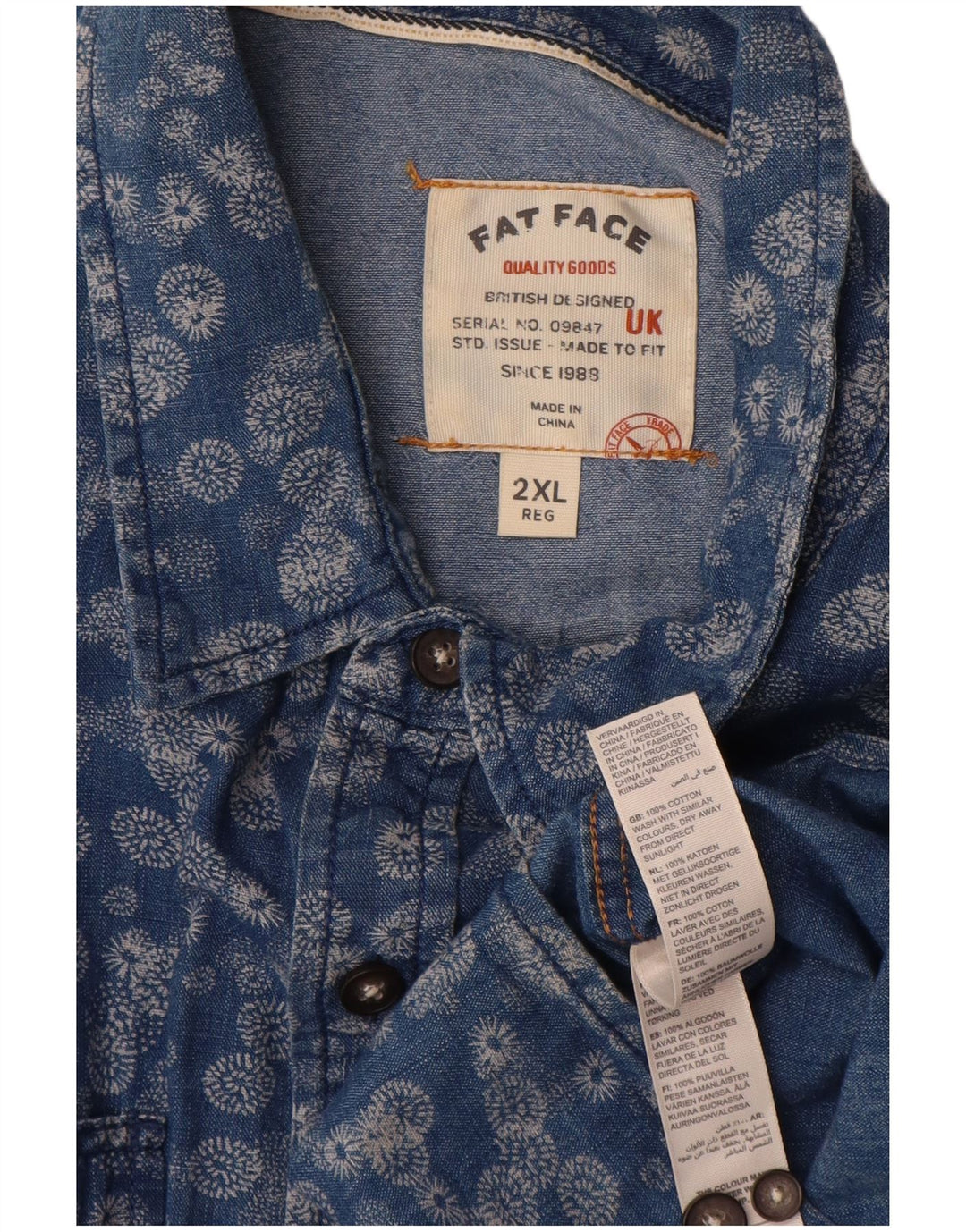 Cămașă pentru bărbați Fat Face 2XL Albastru Floral Bumbac