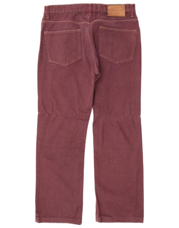 CALVIN KLEIN Mens Straight Jeans W31 L28 Burgundy Cotton
