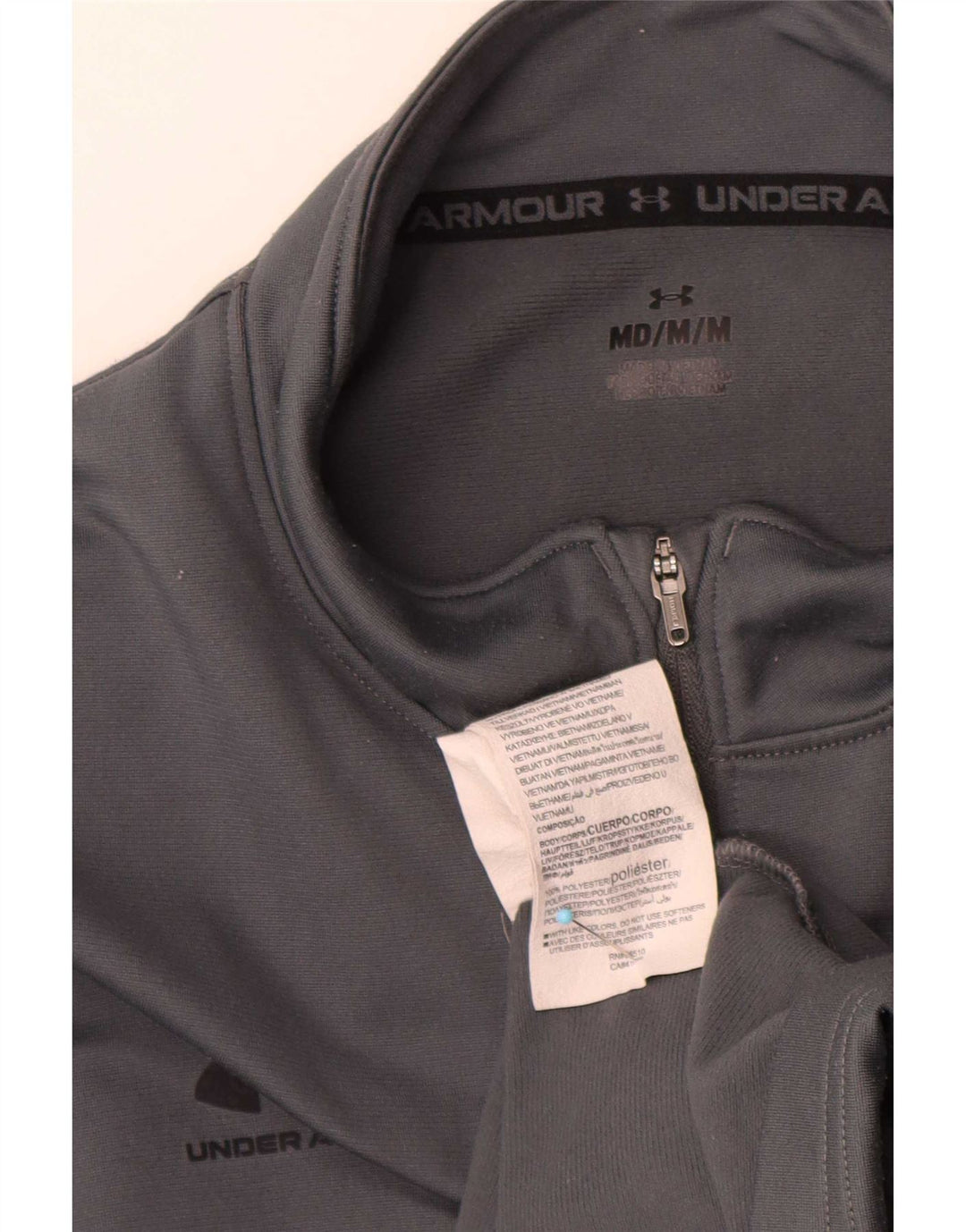 Top cu mânecă lungă pentru femei Under Armour, cu fermoar și gât, cu croială normală, gri mediu sport