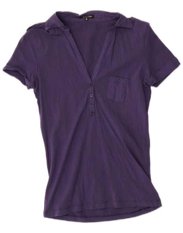 Massimo Dutti Womens Polo Shirt UK 10 Small Bleumarin Bumbac
