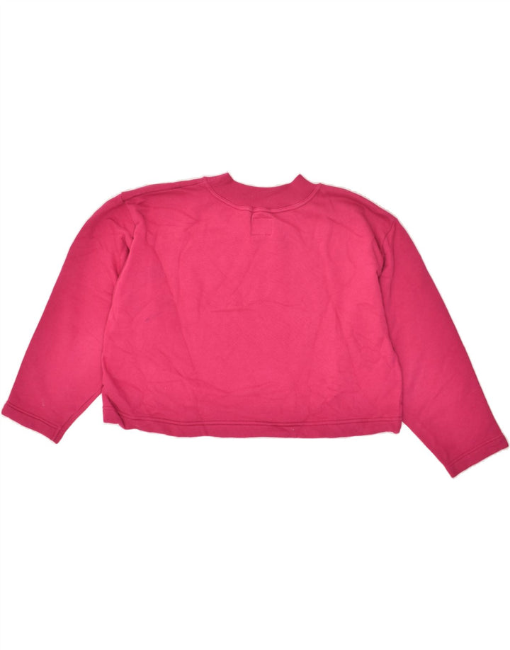 BENETTON Womens Crop Sweatshirt Jumper UK 14 Medium Pink Cotton | Vintage Benetton | Thrift | Second-Hand Benetton | Used Clothing | Messina Hembry 
