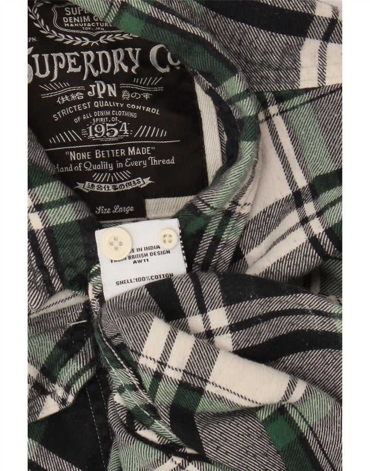 Cămașă de flanel pentru bărbați Superdry, din bumbac cu carouri, albastru bleumarin