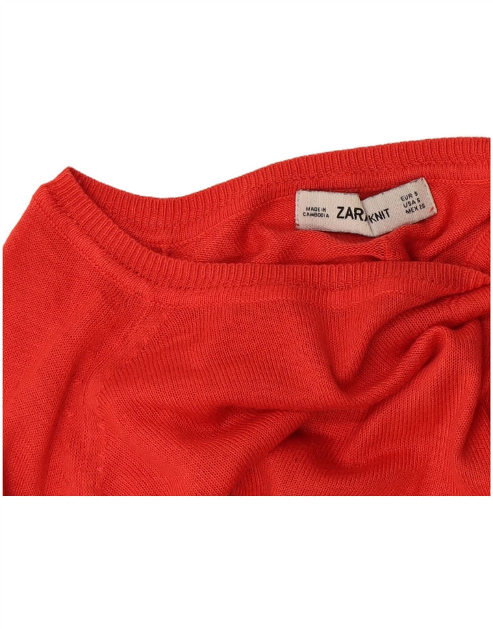 Pulover supradimensionat pentru femei Zara, cu gât de barcă, UK 10 Mic Portocaliu