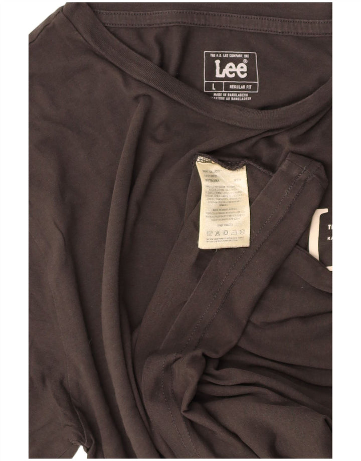 LEE Mens Regular Fit Graphic Top Long Sleeve Large Grey Cotton