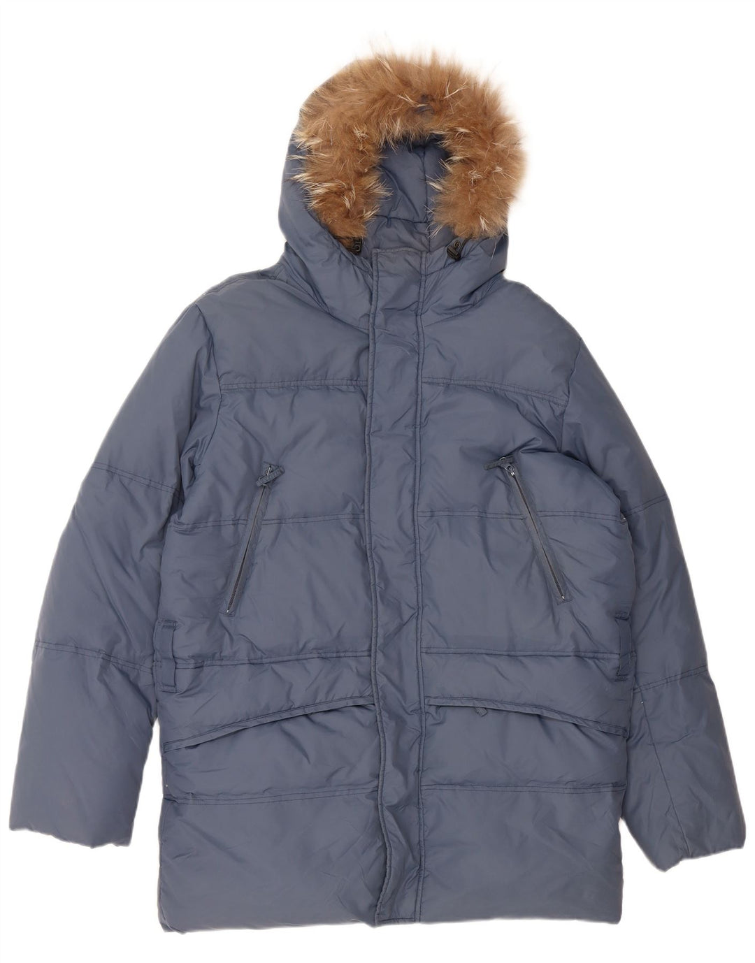 VINTAGE Palton căptușit cu glugă pentru bărbați, cu formă largi, UK 36 Nylon, albastru mic