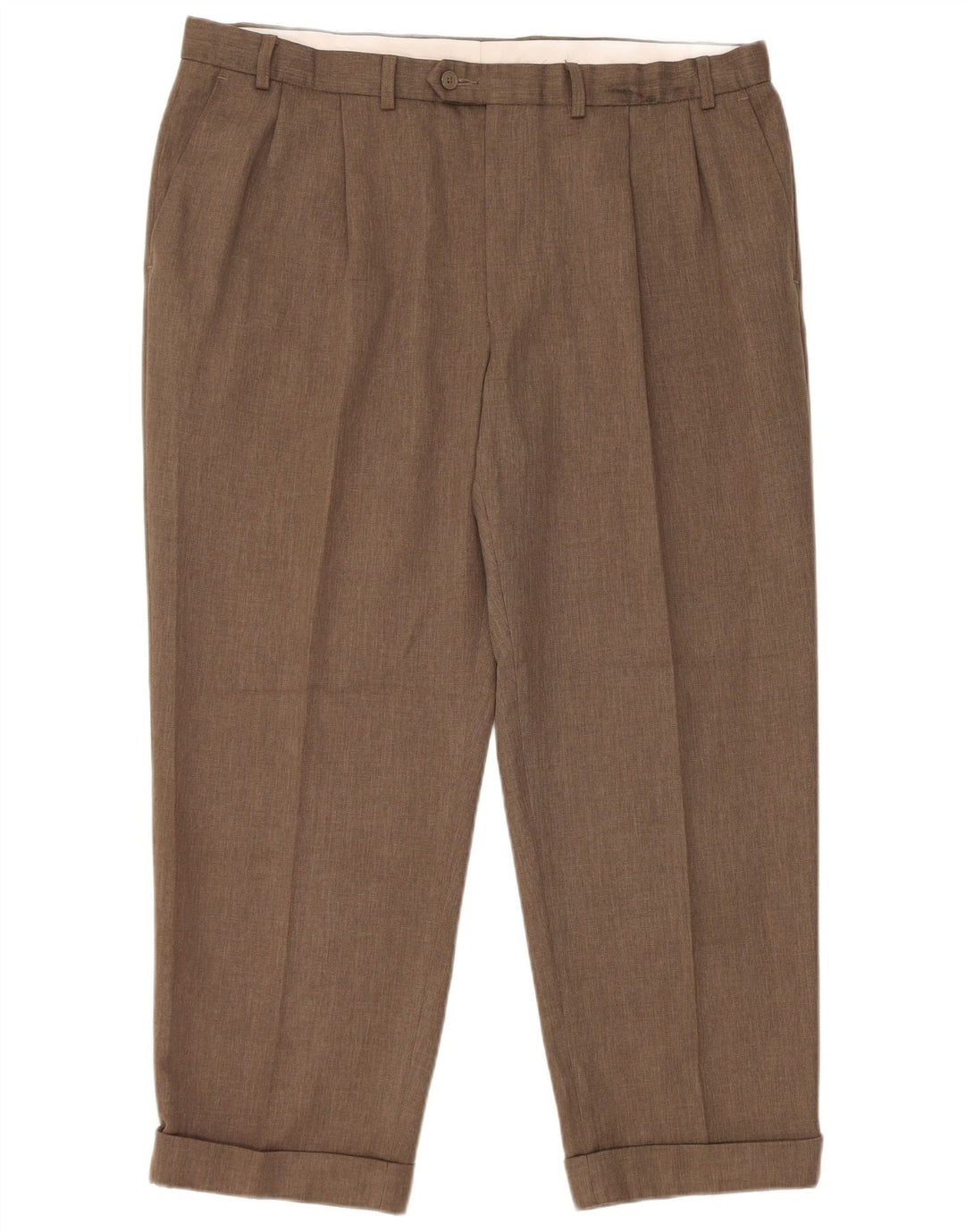 Marks & Spencer Pantaloni de costum conici pentru bărbați L40 L29 Maro Poliester