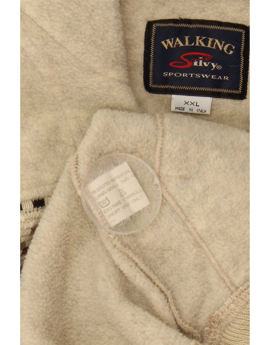 Pulover din lână pentru bărbați Silvy, cu fermoar, 2XL, bej, lână geometrică