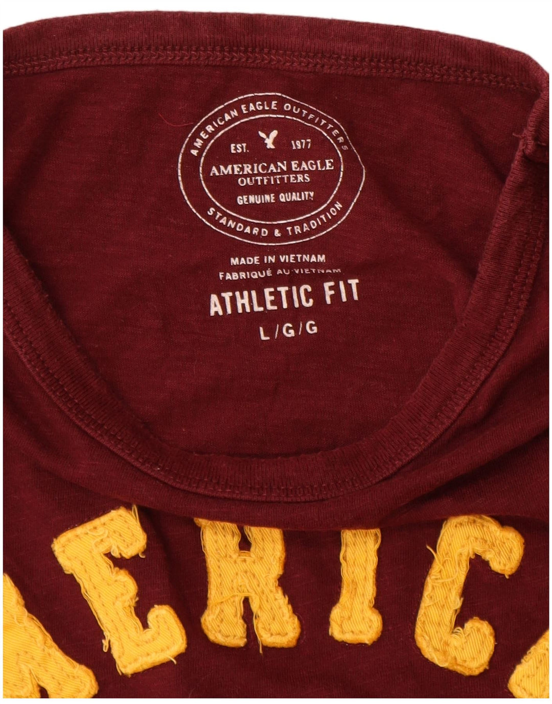 Tricou grafic pentru bărbați American Eagle Top mare din bumbac Burgundy
