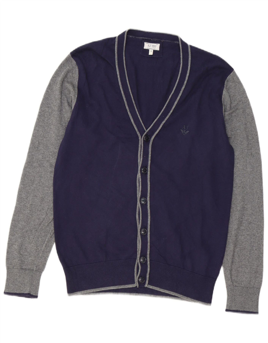 Pulover cardigan pentru bărbați ARMANI JEANS, bumbac color block, albastru bleumarin mediu