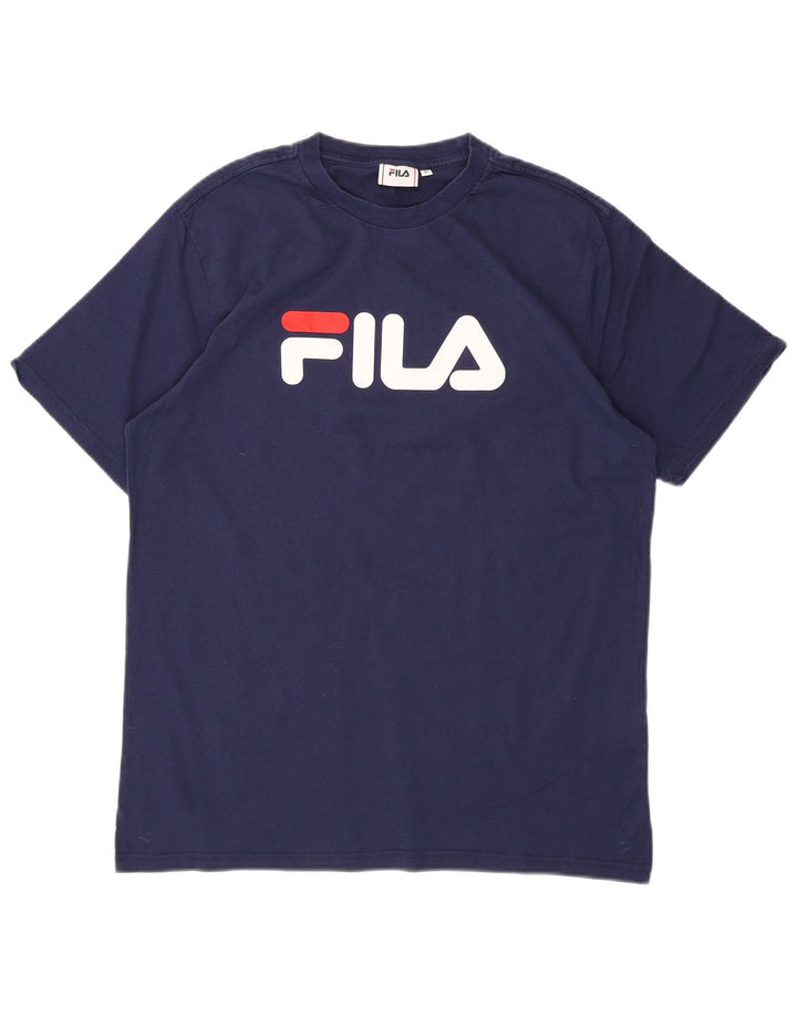 FILA Mens Graphic T-Shirt Top Large Navy Blue Cotton
