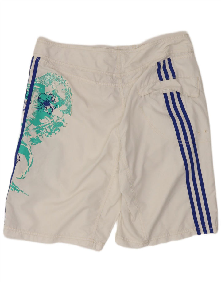 Pantaloni scurți de înot cu grafică Adidas pentru bărbați, poliester floral, alb mediu