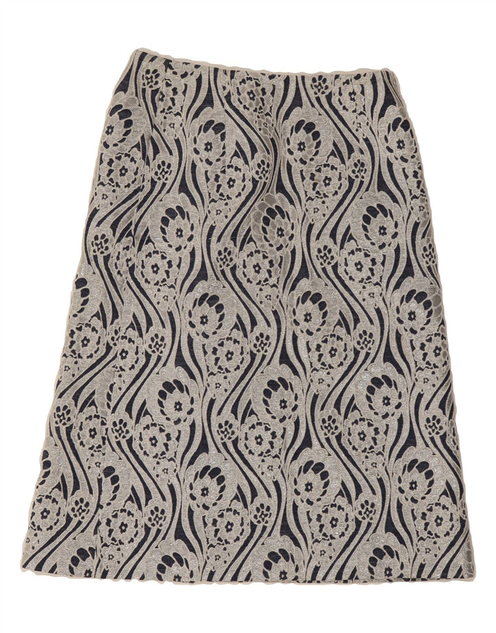 VINTAGE Womens A-Line Skirt W26 Small  Grey Floral Vintage Vintage and Second-Hand Vintage from Messina Hembry 