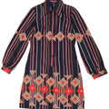 Rochie cămașă pulover vintage pentru femei UK 12 Medium bleumarin cu dungi