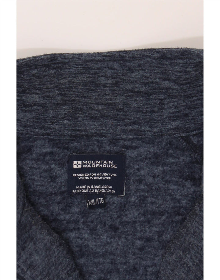 MOUNTAIN WAREHOUSE Mens Zip Neck Fleece Jumper 2XL Navy Blue Polyester Vintage Mountain Warehouse and Second-Hand Mountain Warehouse from Messina Hembry 
