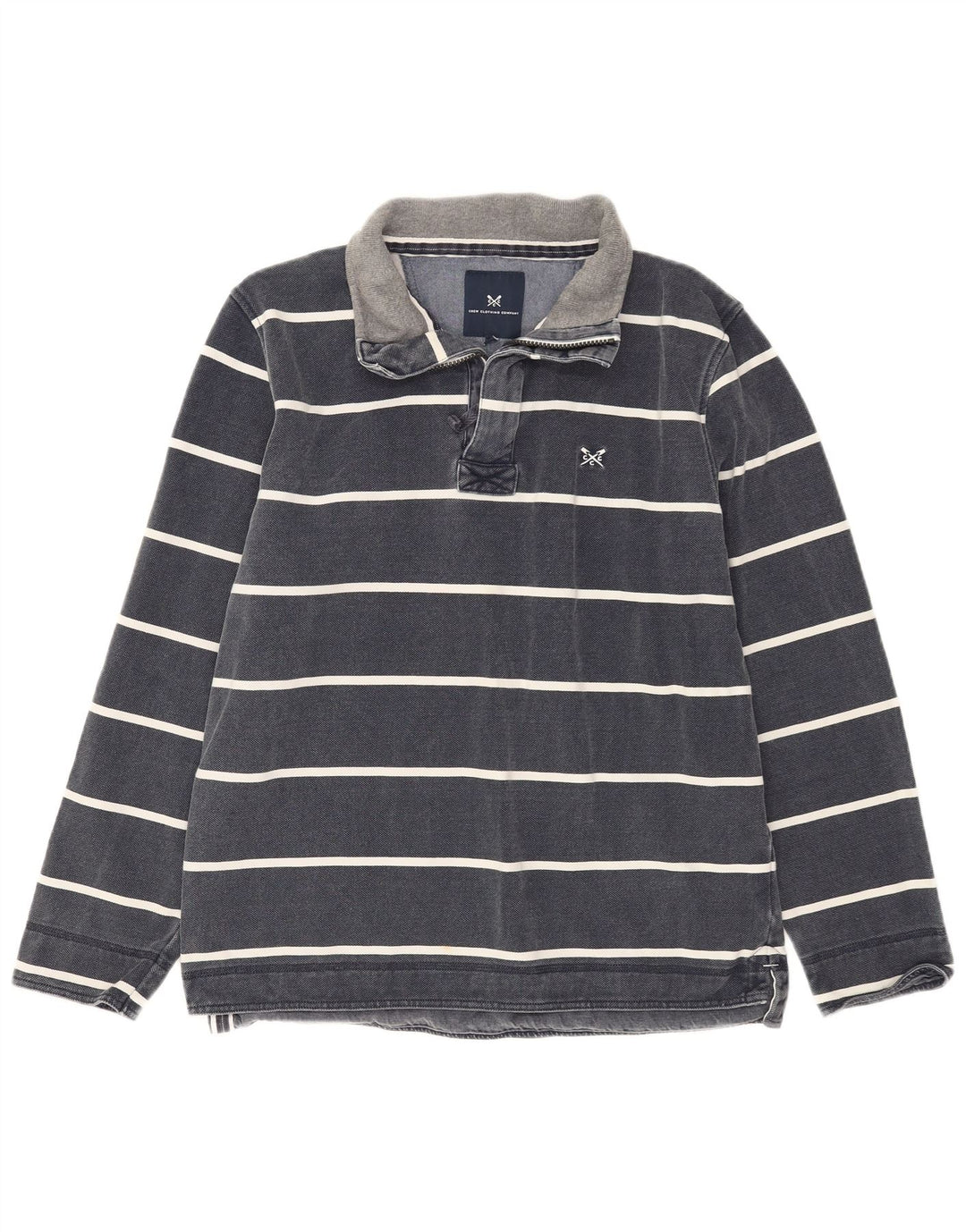 CREW CLOTHING Hanorac pentru bărbați cu fermoar și gât Pulover Mediu Bleumarin în dungi