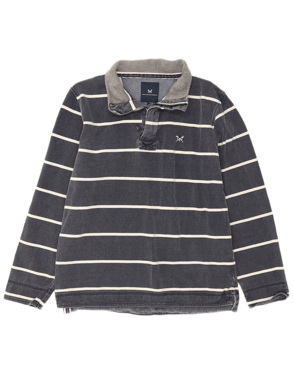 CREW CLOTHING Hanorac pentru bărbați cu fermoar și gât Pulover Mediu Bleumarin în dungi