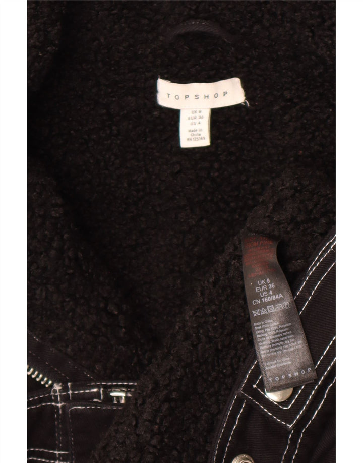 Jachetă Sherpa supradimensionată pentru femei Topshop UK 8, bumbac negru mic