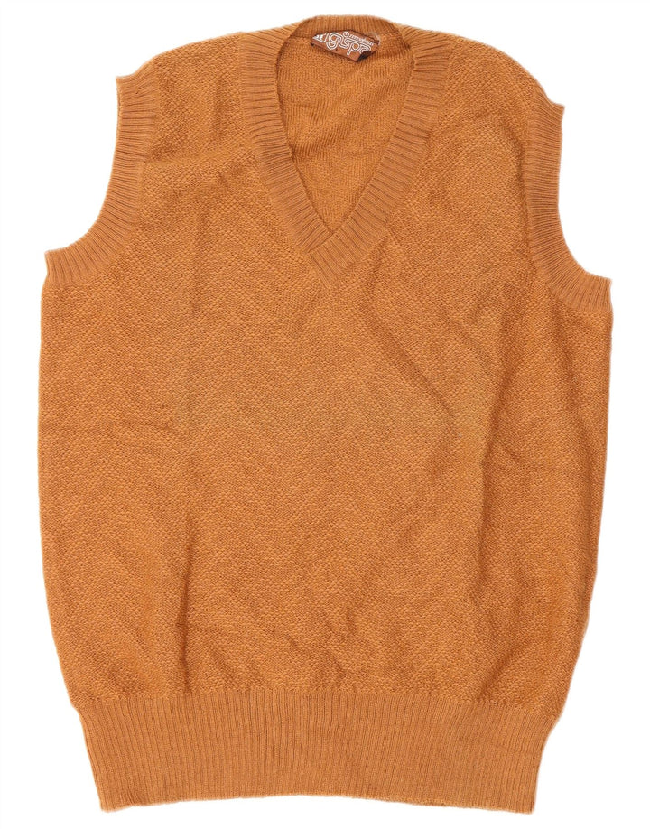 Gispa Mens Vest Tank Top IT 52 Large Brown Chevron New Wool