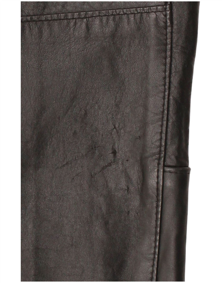 VINTAGE Womens Leather Trousers W26 L26 Black