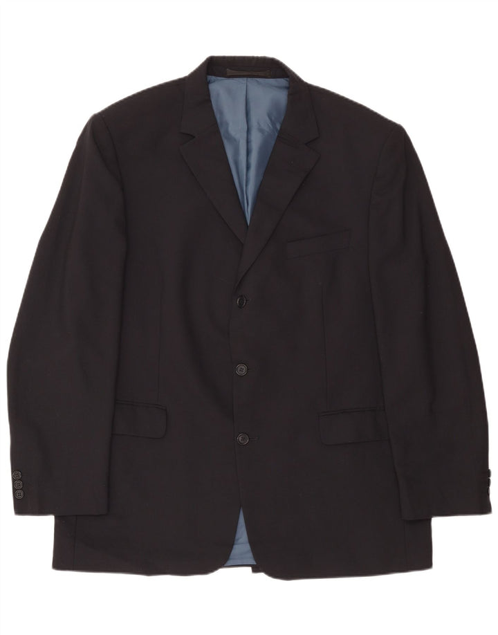 Jachetă pentru bărbați Marks & Spencer pentru bărbați, cu 3 nasturi, UK 44 XL, poliester bleumarin